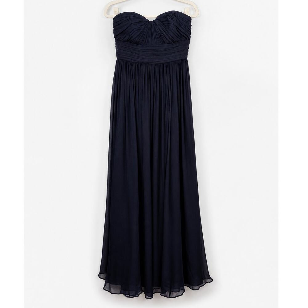 J.Crew Silk Marbella Strapless Evening Gown Navy Dark Cove Blue 6